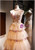 Champagne Tulle Tiers Sequins Prom Dress