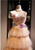 Champagne Tulle Tiers Sequins Prom Dress