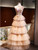 Champagne Tulle Tiers Sequins Prom Dress