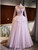 Purple Tulle Strapless Sequins Prom Dress