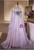Purple Tulle Off the Shoulder Sequins Beading Prom Dress