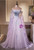 Purple Tulle Off the Shoulder Sequins Beading Prom Dress