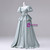 Gray Green Puff Sleeve Bow Pleats Quinceanera Dress