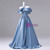Blue Satin Pleats Flower Quinceanera Dress