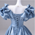 Blue Satin Pleats Beading Quinceanera Dress