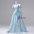 Blue Satin Off the Shoulder Pleats Quinceanera Dress