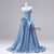 Blue Satin Strapless Pleats Quinceanera Dress