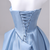 Blue Satin Strapless Pleats Quinceanera Dress