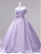 Purple Satin Off the Shoulder Flower Quinceanera Dress