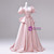 Pink Puff Sleeve Pleats Quinceanera Dress