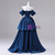 Navy Blue Satin Off the Shoulder Quinceanera Dress