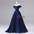 Navy Blue Satin Pleats Quinceanera Dress