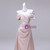 Pink Satin Off the Shoulder Pleats Prom Dress