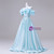 Blue Satin Off the Shoulder Flower Quinceanera Dress
