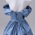 Blue Satin Strapless Quinceanera Dress