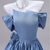 Blue Satin Strapless Quinceanera Dress