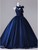Navy Blue Halter Flower Quinceanera Dress