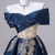 Navy Blue Off the Shoulder Sequins Quinceanera Dress