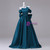 Peacock Blue Satin Strapless Bow Quinceanera Dress