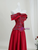 Burgundy Off the Shoulder Print Prom Dress