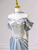 Blue Off the Shoulder Beading Prom Dress