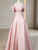 Pink Satin Off the Shoulder Pleats Prom Dress