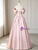 Pink Satin Off the Shoulder Pleats Prom Dress