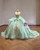 Green Tulle Sequins Appliques Prom Dress