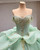 Green Tulle Sequins Appliques Prom Dress