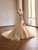 Champagne Mermaid Tulle Sequins Strapless Prom Dress