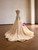Champagne Mermaid Tulle Sequins Strapless Prom Dress