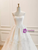 Beige WHite Satin Tulle Strapless Appliques Wedding Dress