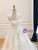 Beige WHite Satin Tulle Strapless Appliques Wedding Dress