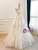 Beige WHite Satin Tulle Strapless Appliques Wedding Dress