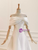 Beige White Satin Beading Wedding Dress