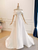 Beige White Satin Beading Wedding Dress