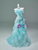 Blue Tulle Strapless Flower Prom Dress