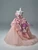 Pink Tulle Strapless Flower Prom Dress