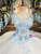 Ivory Wedding Dress With Blue Lace Flowers Online Shop