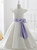 A-Line White Satin With Bow Flower Girl Dress With Pearls