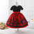 A-line Black And Red Print Short Sleeve Flower Girl Dress