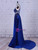 Velvet Prom Dresses High Neck Crystal Formal Dress 