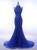 Long Royal Blue Mermaid Prom Dresses Halter For Formal Gowns