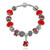 Silver Plated Charm Bracelets for Women Lucky Red Crystal Pendant Charms