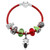 Silver Plated Charm Red Leather Bracelet For Women Silver Color