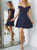 Navy Blue Simple Prom Dresses A Line Homecoming Dresses