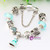 Crystal Beads Princess dress charm Bracelets Bangles Silver Plated