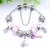 Pink Bead Animal Best Friend Charm Bracelet with Safety Chain for Women