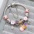 Silver Plated Charm Bracelet & Bangle with Love and Flower Crystal