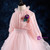 A-Line Pink Tulle Lace High Neck Long Sleeve Flower Girl Dress